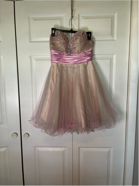Beyond Dresses & Skirts - Women's Beyond Prom Dress Size 6 Beige Pink Strapless